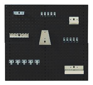 14031421.** 2 x 990 x 457mm Wall mountable Bott Perfo® tool panels complete with a 20 piece hook kit....